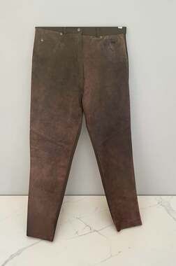 Caché Vintage Brown Suede Front High-Waisted Stretch Pants